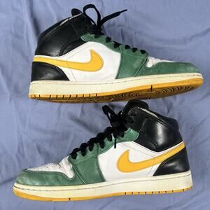 Nike Air Jordan 1 Mid Sonics Gold Men’s Size 10.5 Basketball Sneakers 554724-307